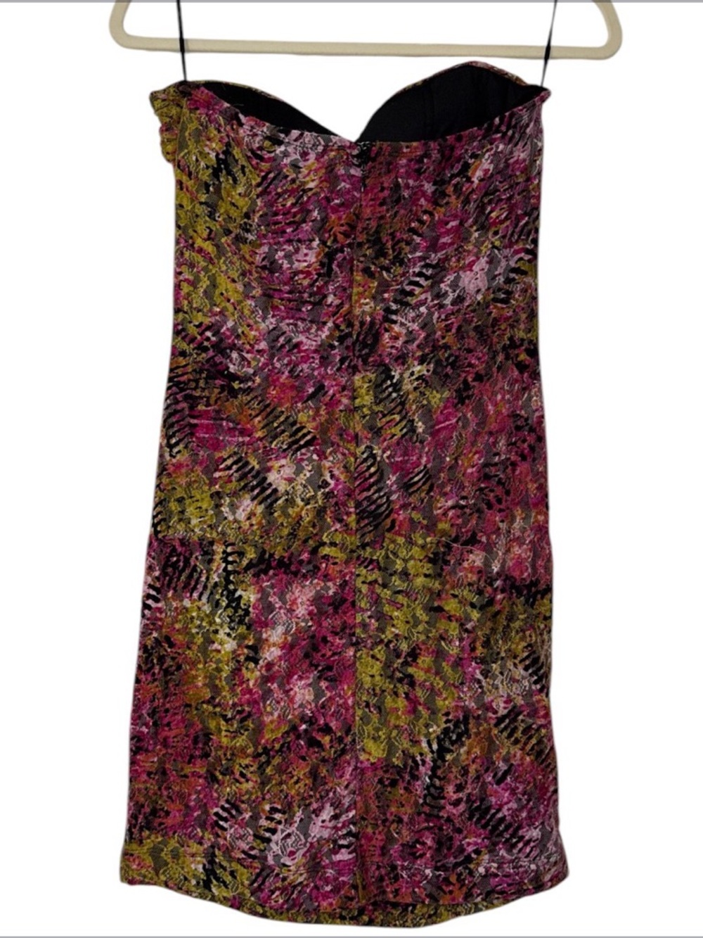 bailey blue Floral Abstract Strapless Mini Dress in Pink & Yellow - Picture 2 of 4